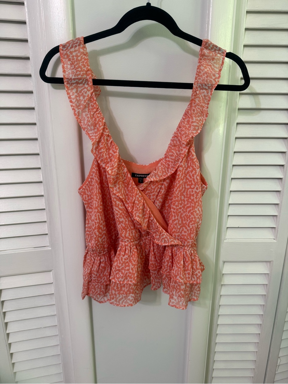 Express Coral-Pink Ruffle Peplum Camisole